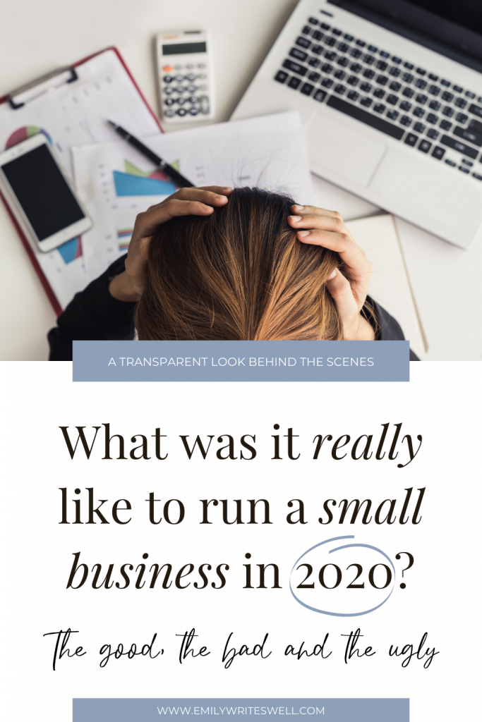 working as copywriter in 2020 what is it really like to run a business in 2020 a frustrated small business owner with laptop cell phone and scattered papers emily writes well